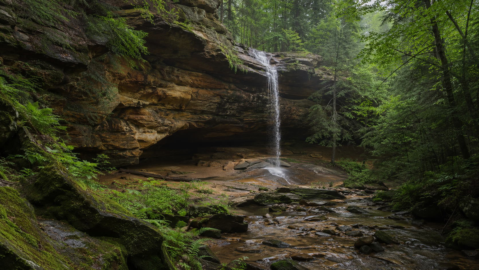 Conceptual Ohio sandstone and forest